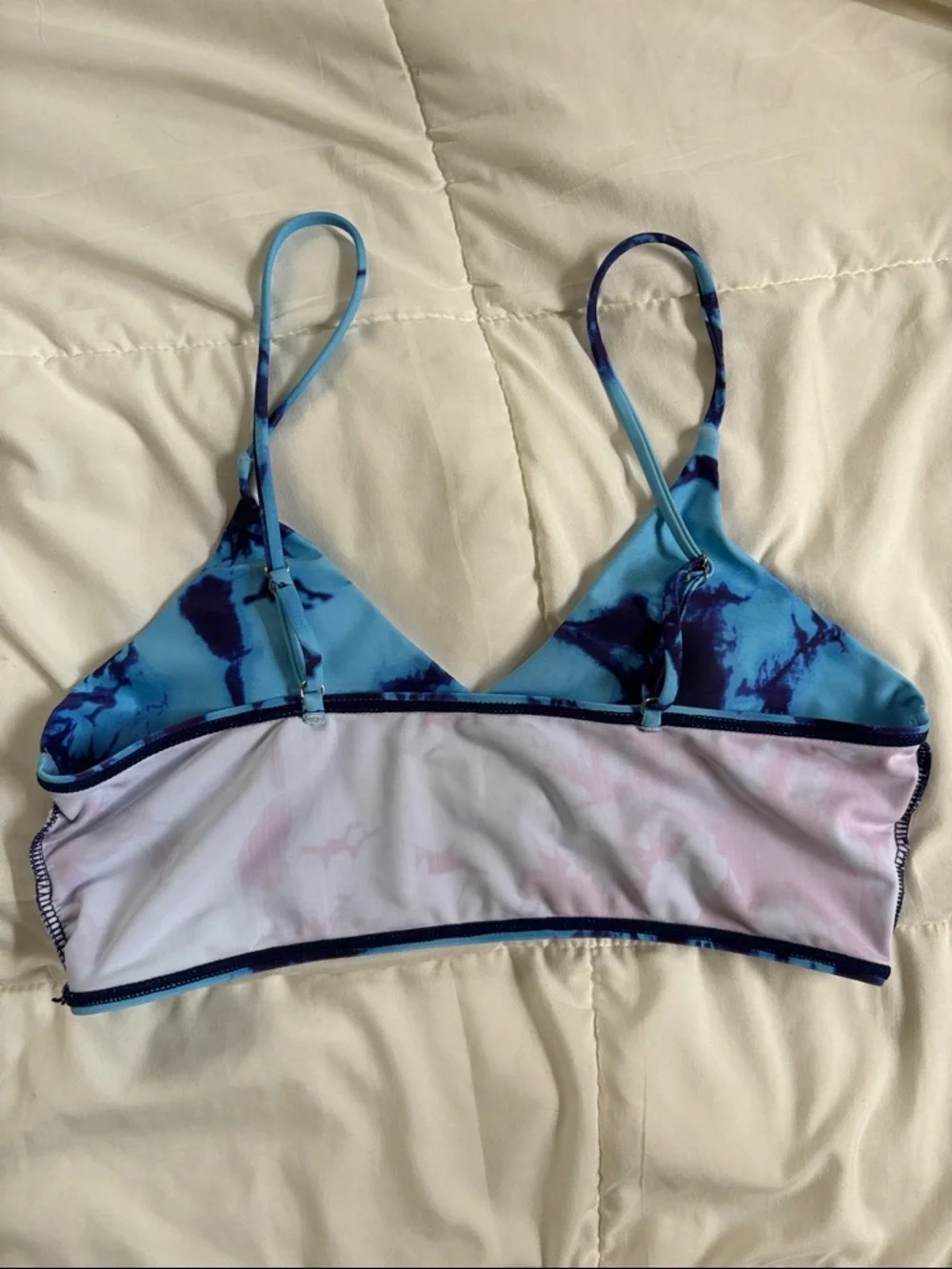 Blue Tie-Dye Triangle Bikini Top Size Large/Runs Small - Picture 5 of 7